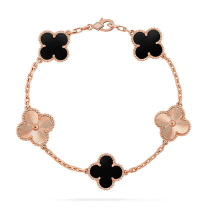 [RAFFINE] CLOVER 5 MOTIF ONYXS BRACELET COLLECTION