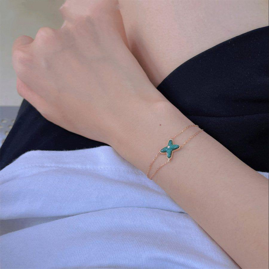 [RAFFINE]JEUX BRACELET MALACHITE PINK GOLD 1 DIAMOND