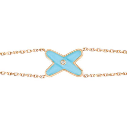 [RAFFINE]JEUX BRACELET TURQUOISE PINK GOLD 1 DIAMOND