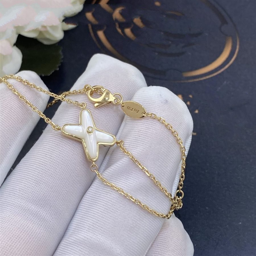 [RAFFINE]JEUX BRACELET WHITE MOP GOLD 1 DIAMOND