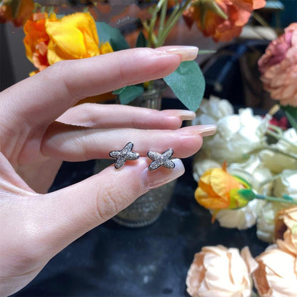 [RAFFINE]JEUX DE SILVER DIAMOND EARRINGS