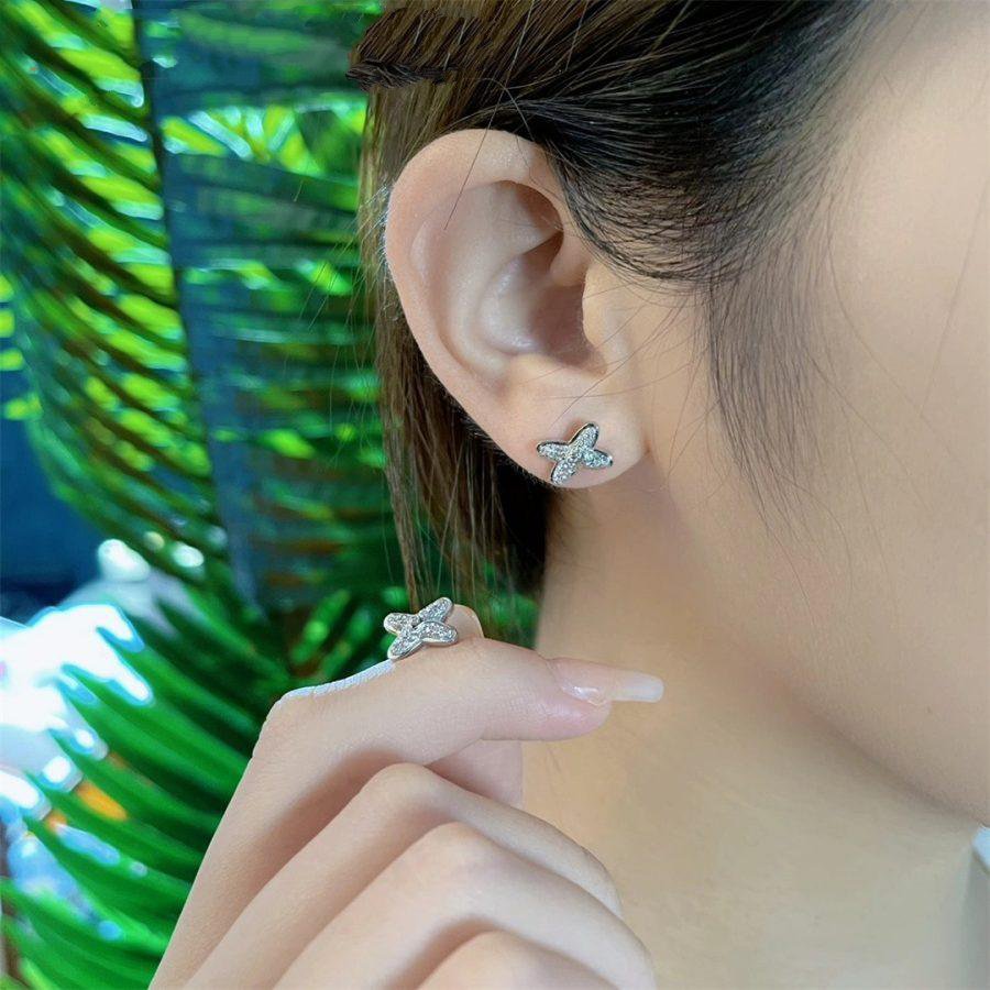 [RAFFINE]JEUX DE SILVER DIAMOND EARRINGS