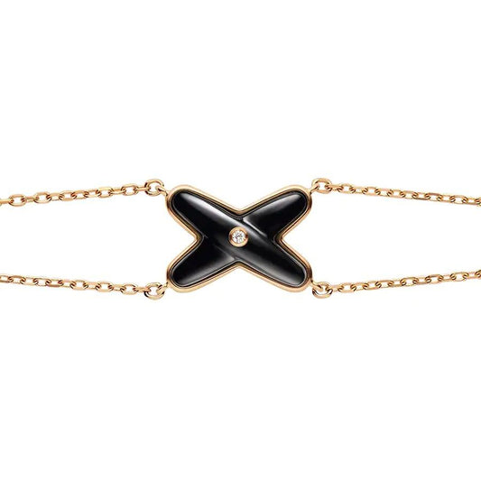 [RAFFINE]JEUX BRACELET ONYX PINK GOLD 1 DIAMOND