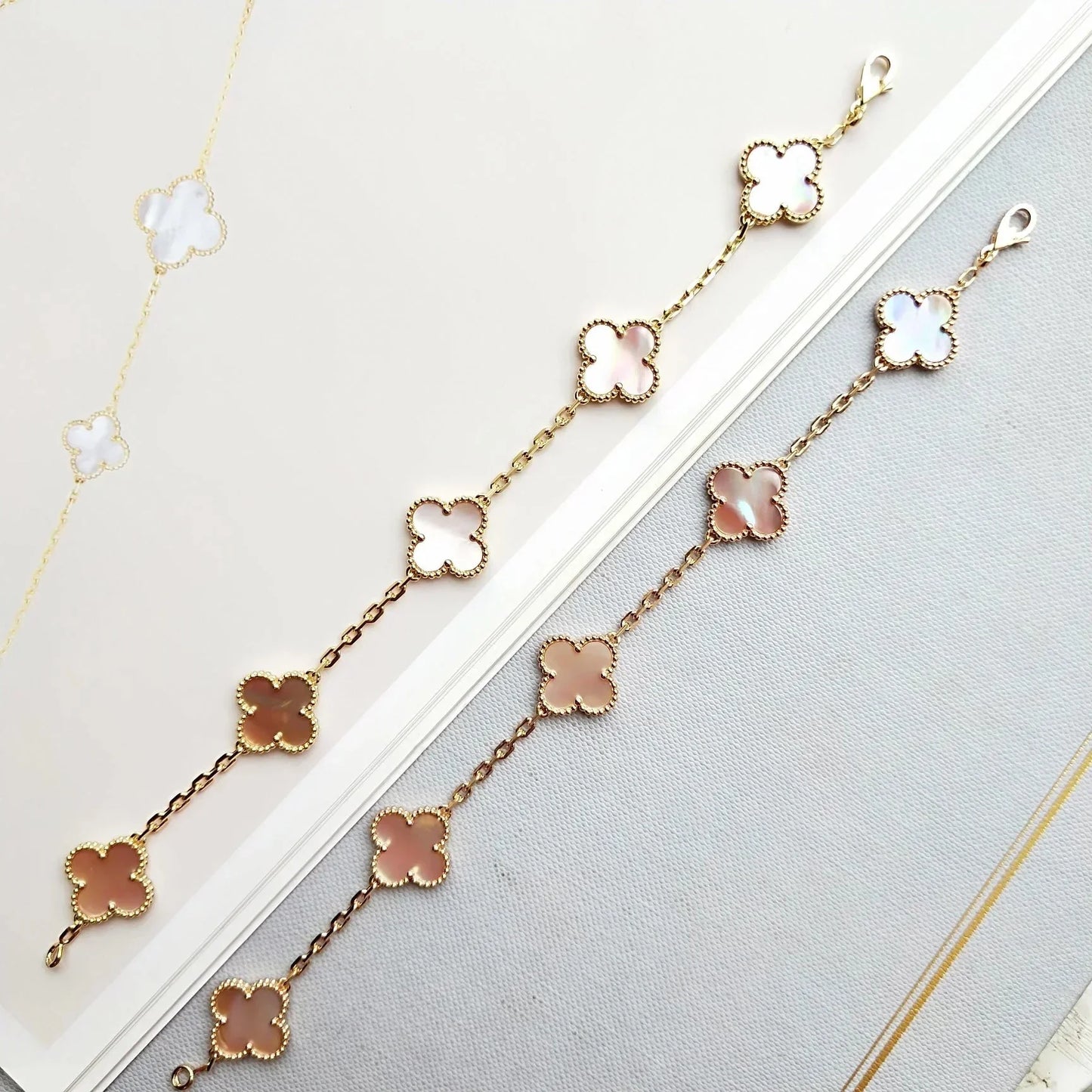 [RAFFINE] CLOVER 5 MOTIFS  PINK MOP BRACELET COLLECTION
