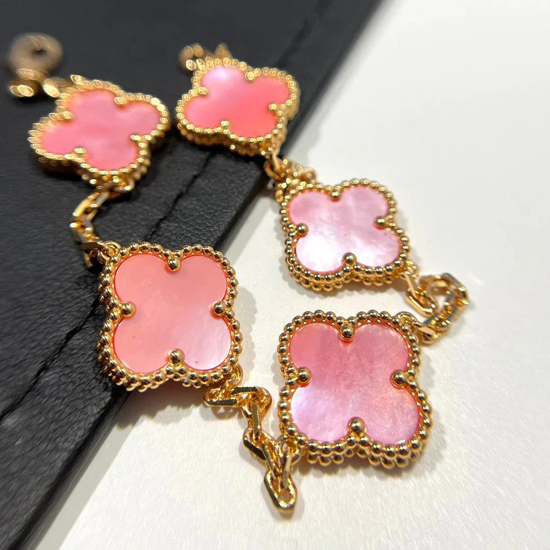 [RAFFINE] CLOVER 5 MOTIFS  PINK MOP BRACELET COLLECTION