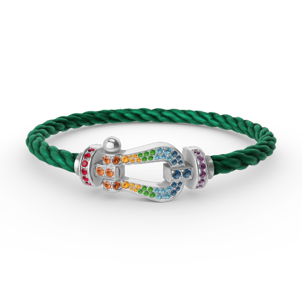 [RAFFINE]FORC LARGE HORSESHOE  COLORED DIAMOND BRACELET SILVER