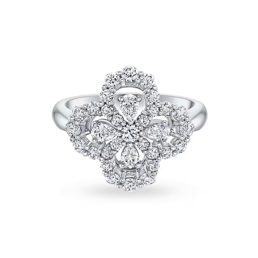 [RAFFINE]LOOP RING FULL MOTIF DIAMOND 16MM SILVE
