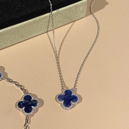 [RAFFINE]CLOVER 15MM PIETERSITE NECKLACE SILVER