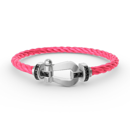 [RAFFINE]FORCE LARGE HORSESHOE BLACK DIAMOND BRACELET SILVER