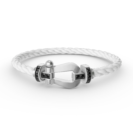 [RAFFINE]FORCE LARGE HORSESHOE BLACK DIAMOND BRACELET SILVER