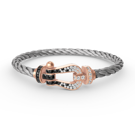 [RAFFINE]FORCE LARGE HORSESHOE BLACK WHITE DIAMOND BRACELET ROSE GOLD