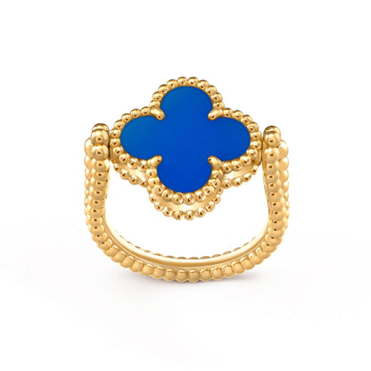 [RAFFINE]CLOVER RIVERSIBLE BLUE AGATE RING