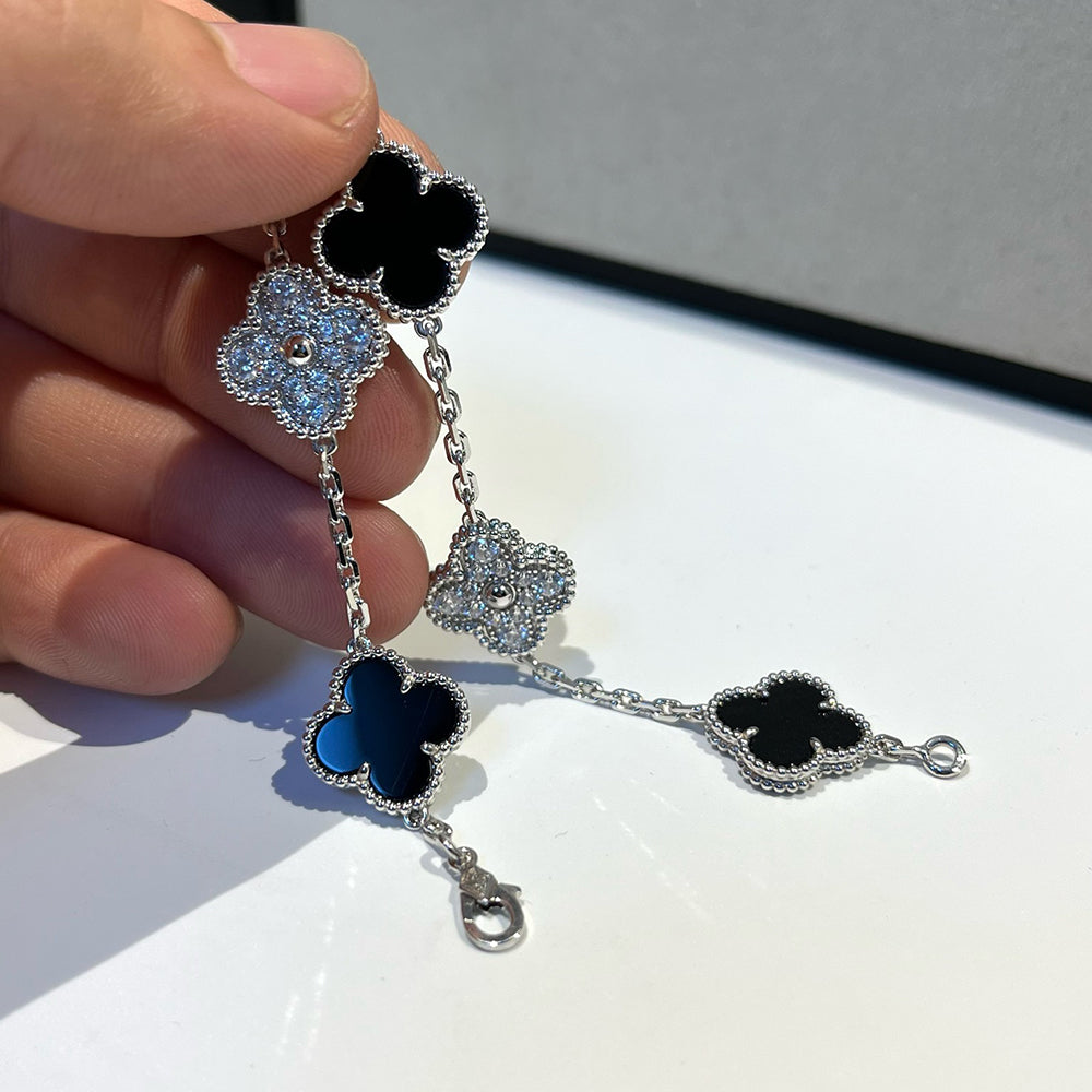 [RAFFINE] CLOVER 5 MOTIF ONYXS BRACELET COLLECTION