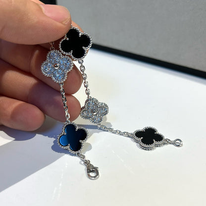 [RAFFINE] CLOVER 5 MOTIF ONYXS BRACELET COLLECTION