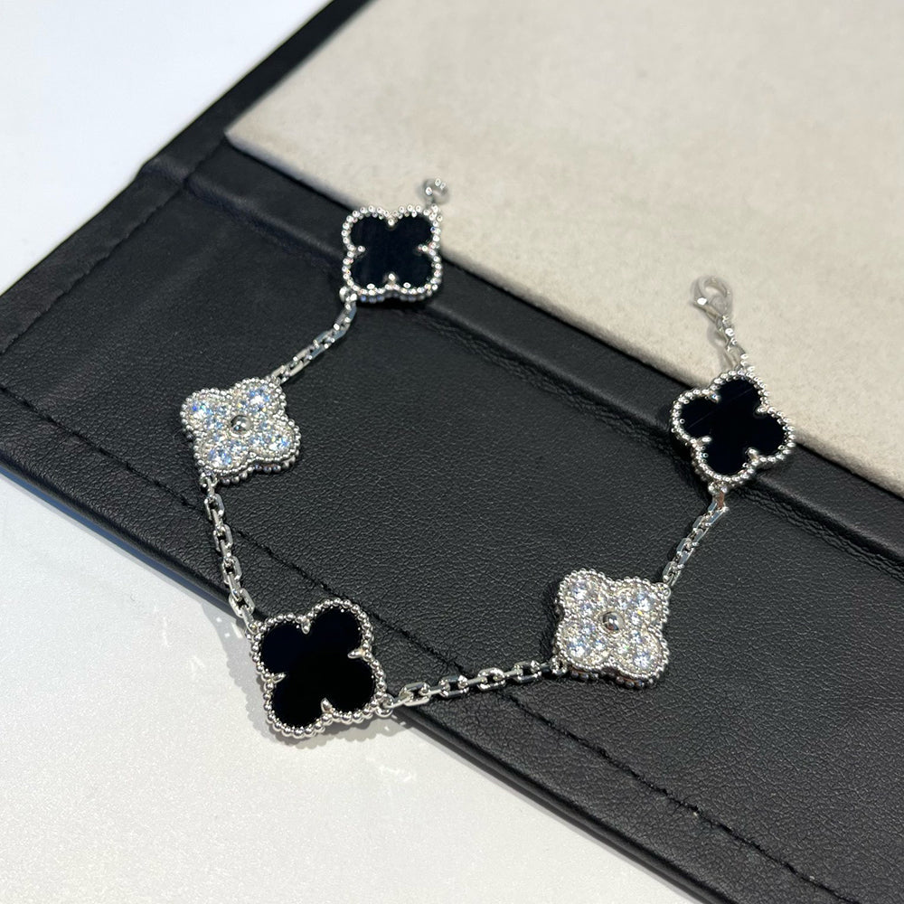 [RAFFINE] CLOVER 5 MOTIF ONYXS BRACELET COLLECTION