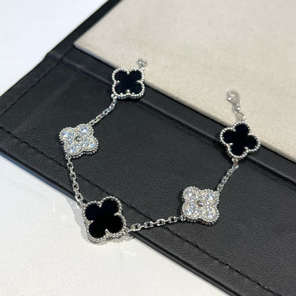 [RAFFINE] CLOVER 5 MOTIF ONYXS BRACELET COLLECTION