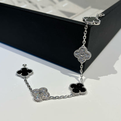 [RAFFINE] CLOVER 5 MOTIF ONYXS BRACELET COLLECTION