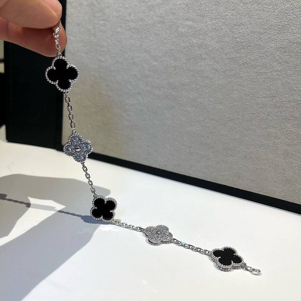 [RAFFINE] CLOVER 5 MOTIF ONYXS BRACELET COLLECTION