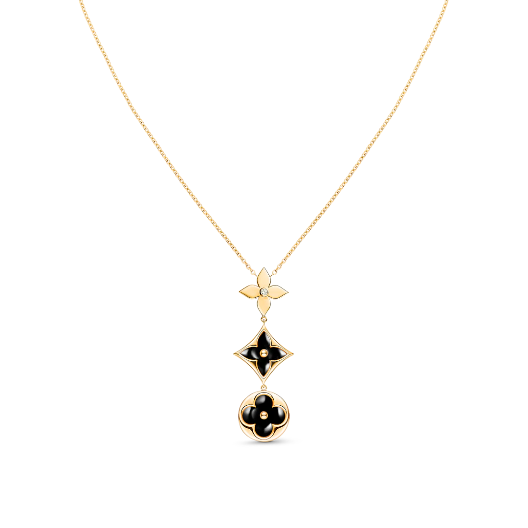 [RAFFINE]STAR AND SUN ONYX PINK GOLD NECKLACE