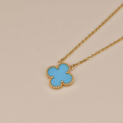 [RAFFINE]CLOVER 15MM VINTAGE TURQUOISE NECKLACE