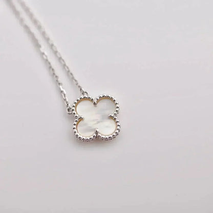 [RAFFINE]CLOVER  15MM WHITE MOTHER-OF-PEARL SILVER