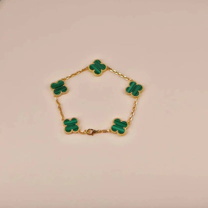 [RAFFINE] CLOVER 5 MOTIF MALACHITE BRACELET COLLECTION