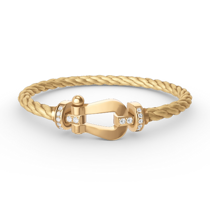 [RAFFINE]FORCE LARGE HORSESHOE HALF DIAMOND BRACELET GOLD