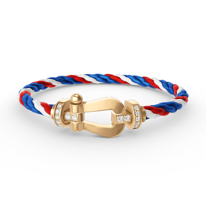 [RAFFINE]FORCE LARGE HORSESHOE HALF DIAMOND BRACELET GOLD