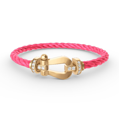 [RAFFINE]FORCE LARGE HORSESHOE HALF DIAMOND BRACELET GOLD