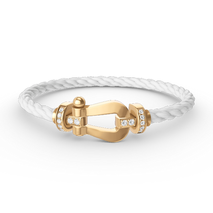 [RAFFINE]FORCE LARGE HORSESHOE HALF DIAMOND BRACELET GOLD