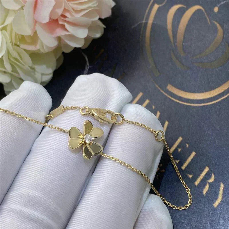 [RAFFINE]FRIVOLE GOLD FLOWER PINK MALACHITE BRACELET