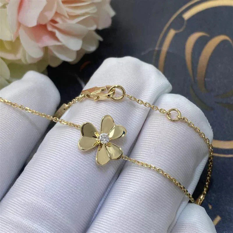 [RAFFINE]FRIVOLE GOLD FLOWER PINK MALACHITE BRACELET