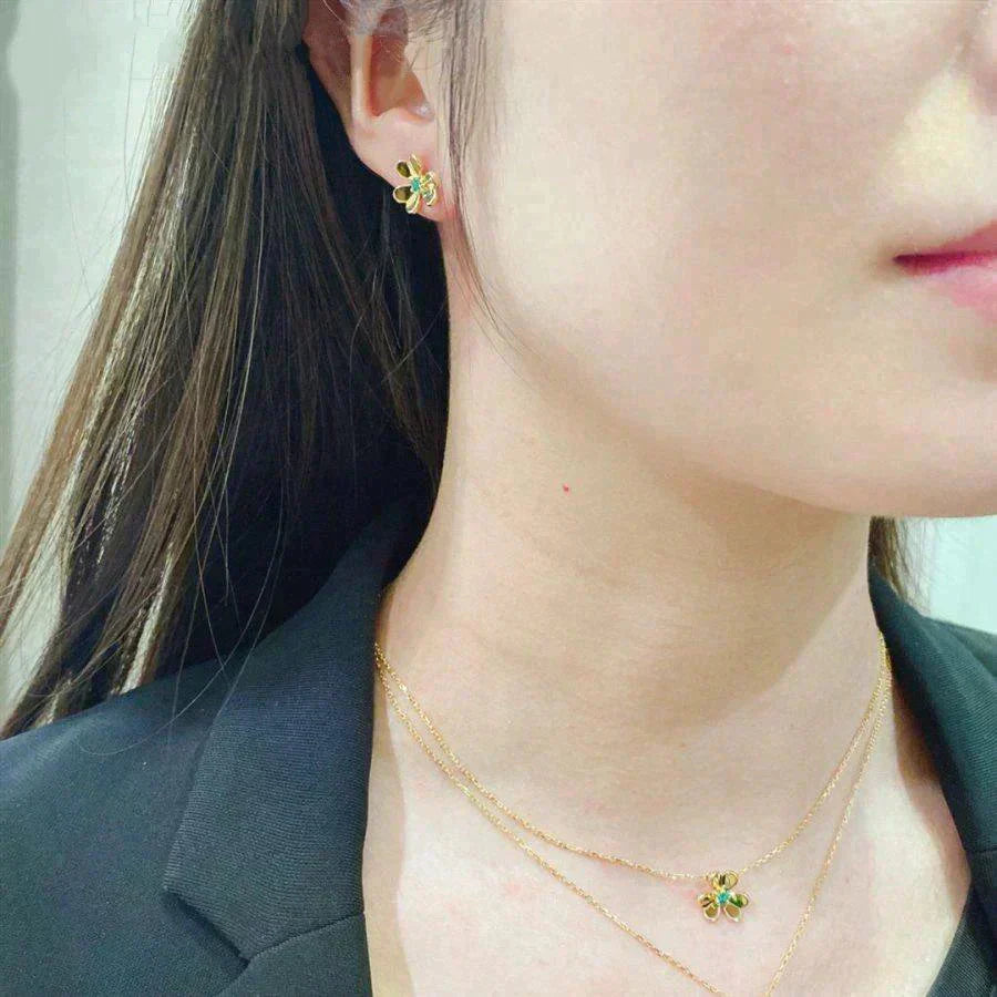 [RAFFINE]FRIVOLE  FLOWER MALACHITE EARRINGS