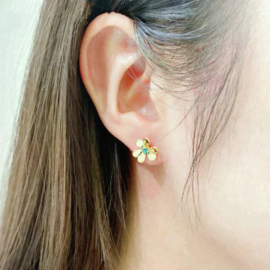 [RAFFINE]FRIVOLE  FLOWER MALACHITE EARRINGS