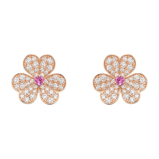 [RAFFINE]FRIVOLE PINK GOLD FLOWER DIAMOND EARRINGS