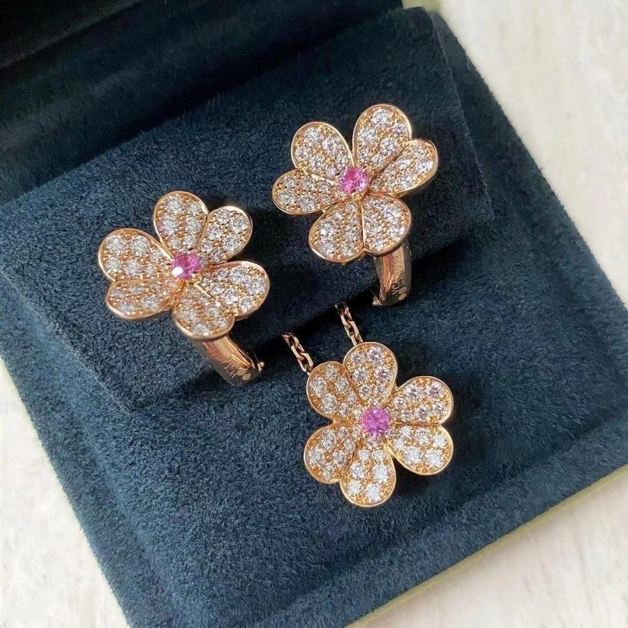 [RAFFINE]FRIVOLE PINK GOLD FLOWER DIAMOND EARRINGS