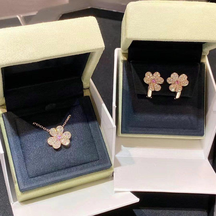 [RAFFINE]FRIVOLE PINK GOLD FLOWER DIAMOND EARRINGS