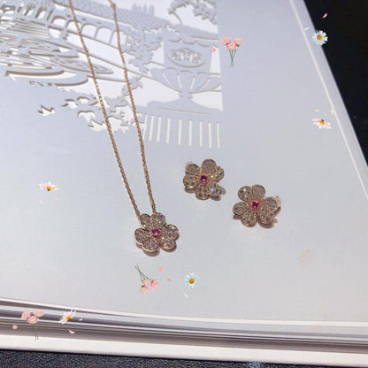 [RAFFINE]FRIVOLE ROSE GOLD FLOWER DIAMOND NECKLACE