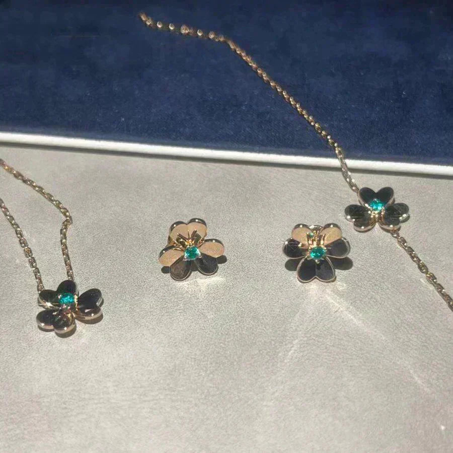 [RAFFINE]FRIVOLE  FLOWER MALACHITE EARRINGS