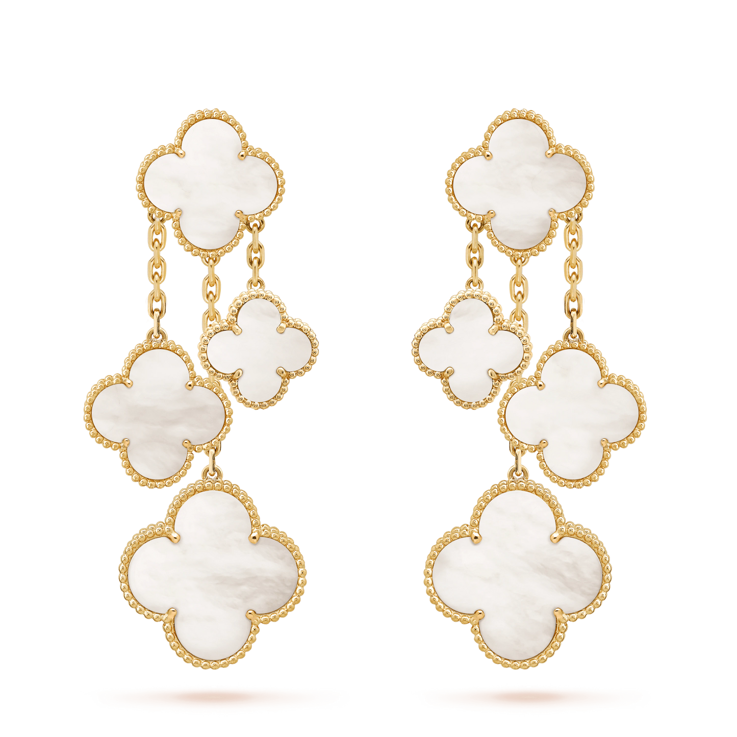 [RAFFINE]CLOVER EARRINGS WHITE MOP 4 MOTIFS GOLD
