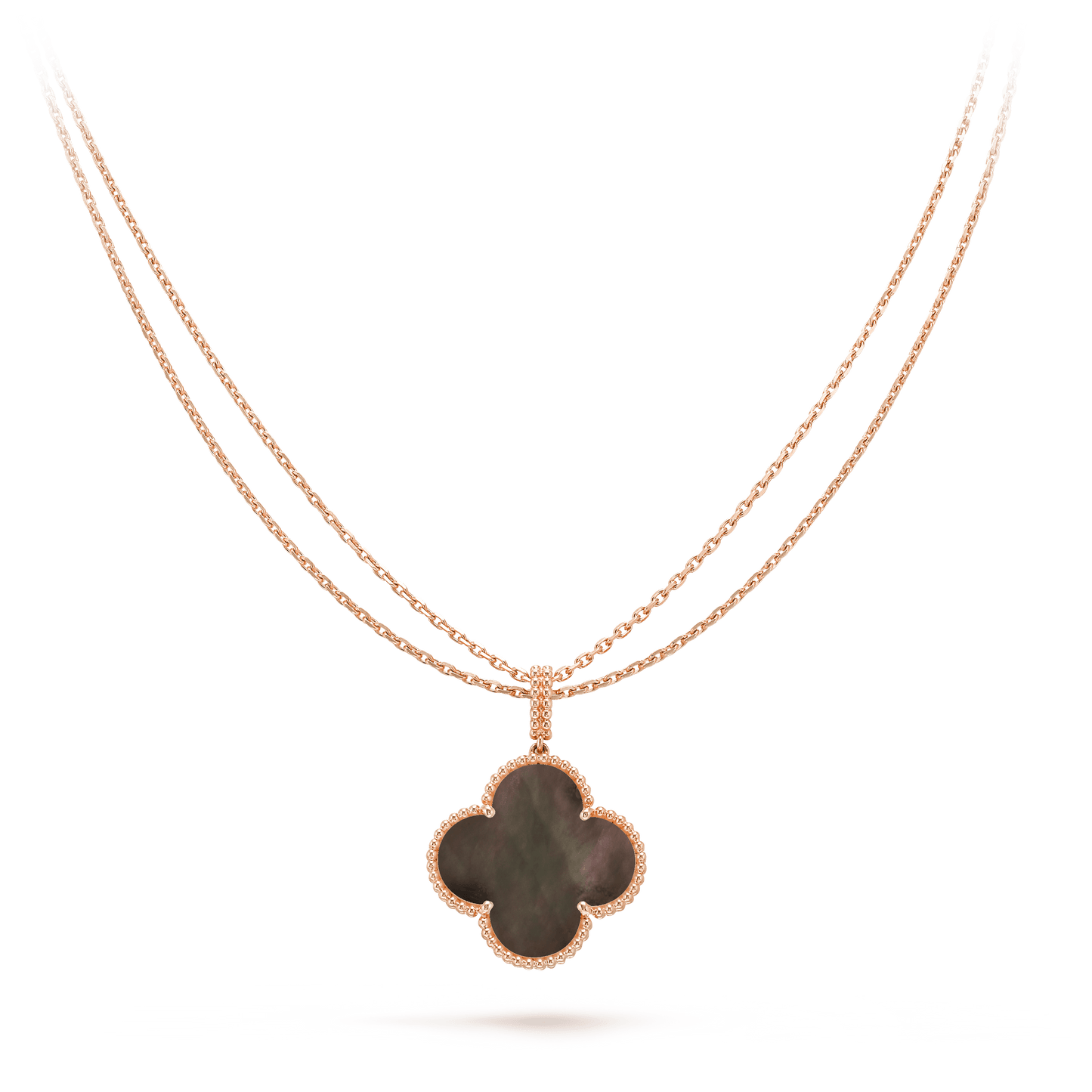 [RAFFINE]CLOVER 25MM GOLD DARK MOP BIG CLOVER NECKLACE