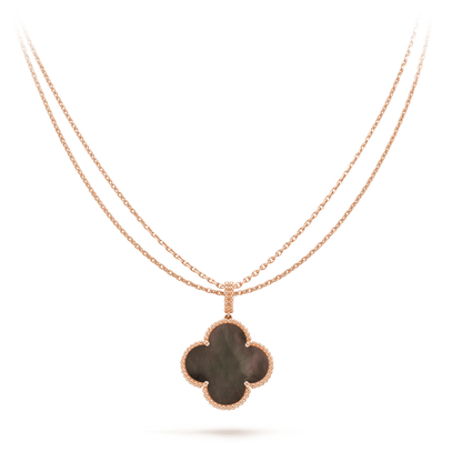 [RAFFINE]CLOVER 25MM GOLD DARK MOP BIG CLOVER NECKLACE