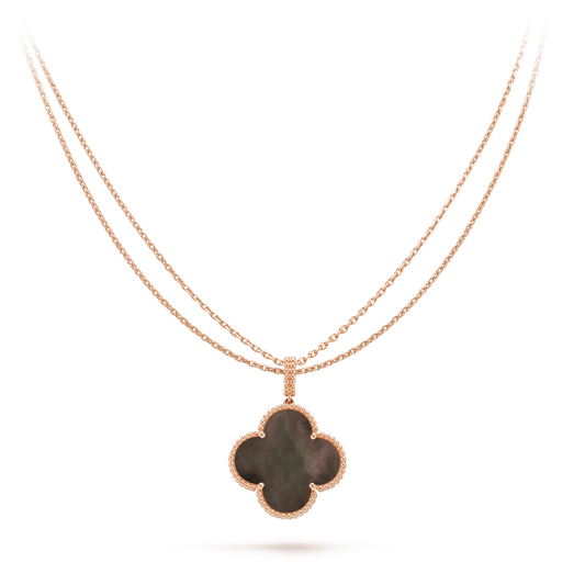 [RAFFINE]CLOVER 25MM GOLD DARK MOP BIG CLOVER NECKLACE
