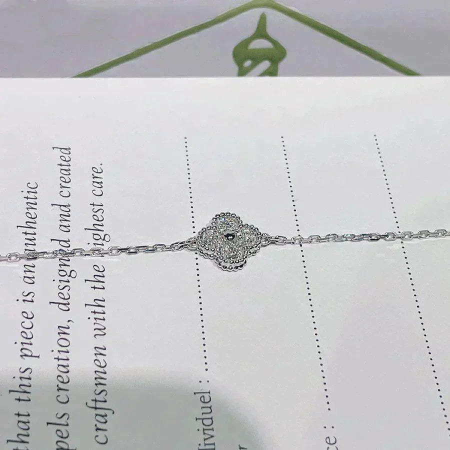 [RAFFINE]CLOVER  SINGLE FLOWER BRACELET SILVER