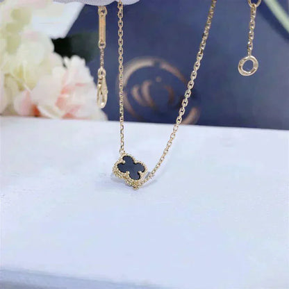 [RAFFINE]CLOVER ONYX SINGLE FLOWER BRACELET
