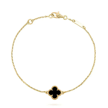 [RAFFINE]CLOVER ONYX SINGLE FLOWER BRACELET