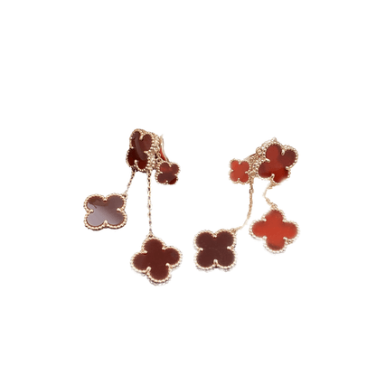 [RAFFINE]CLOVER EARRINGS CARNELIAN 4 MOTIFS PINK GOLD