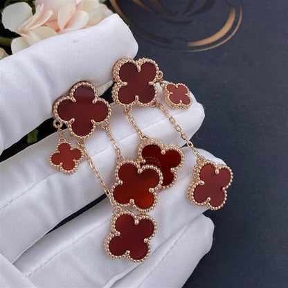 [RAFFINE]CLOVER EARRINGS CARNELIAN 4 MOTIFS PINK GOLD