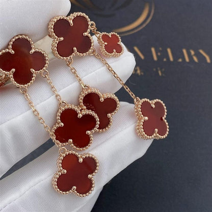 [RAFFINE]CLOVER EARRINGS CARNELIAN 4 MOTIFS PINK GOLD