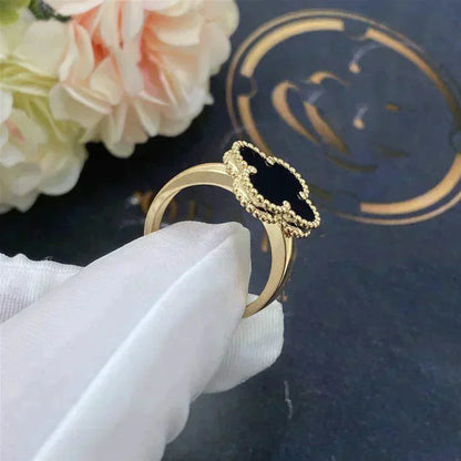 [RAFFINE]CLOVER ONYX RING